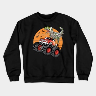 DInosaur T Rex Mummy Riding Monster Truck Halloween Costume Crewneck Sweatshirt